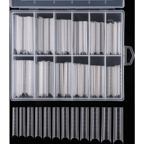 Water Tube Type Rapid Extender Fake Nails With Designs Paperless False Nails Tips 200 Pcs Fingernails Manicure Tool Transparent