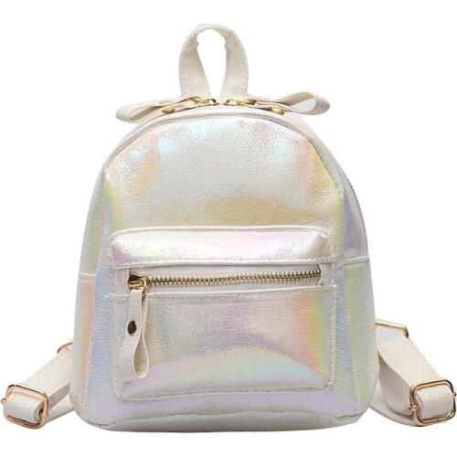 8PCS / LOT Women Mini Backpack Fashion Leather Backpacks for Teenagers Girl Small Female School Backpack Laser Shoulder Bagpack