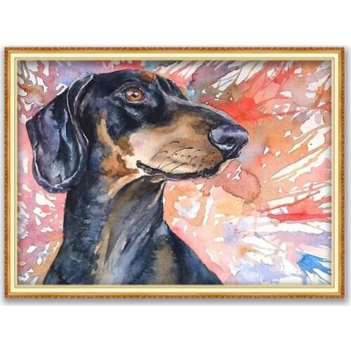 Animal Dachshund DIY 11CT Cross Stitch Embroidery Kits Craft Needlework Set Cotton Thread Printed Canvas Home Decoration Room
