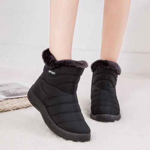 Winter ankle boots 2021 fashion waterproof snow boots winter shoes woman casual lightweight zip warm plush fur women boots