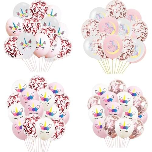 15pcs/lot Unicorn Theme Birthday Party Latex Balloons Confetti Balloon Globos Unicorn Party Decorations Supplies Baby Shower