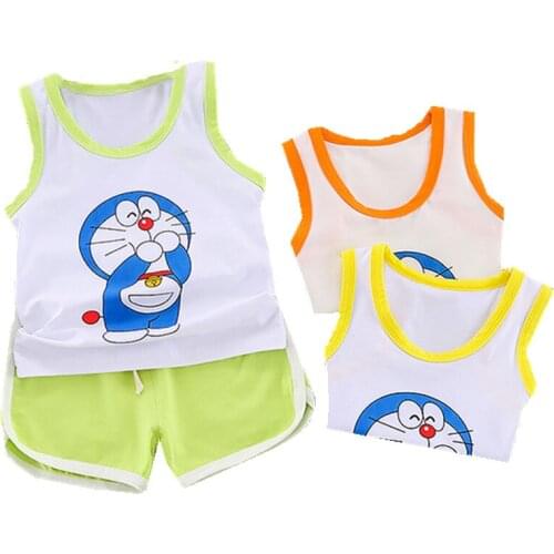 2021 kids Suit Toddler Boys Girls Clothes Set Summer Cotton Children Sleeveless Baby Vest T-shirt +shorts 2pcs infant Clothing