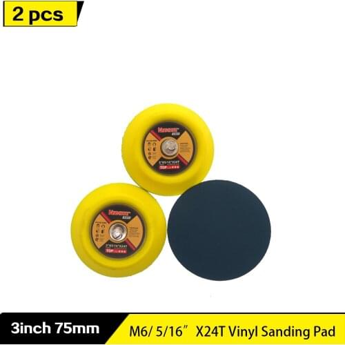 2pcs 3“ 75MM Vinyl Sanding Pad with M6&5/16"x24 Thread Sander Backing Plate for PSA Discs Replacement Pad Abrasive Tools