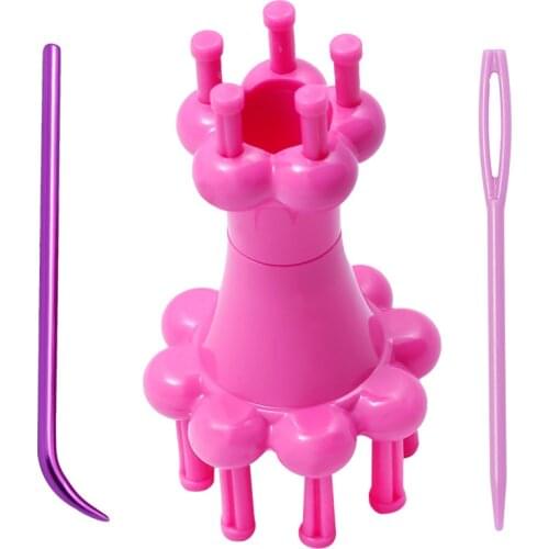 3PCS Plastic Double Head Loom Maker Knitting Kit with Large Eye Needle Crochet Hook Braided Rope Braid Maker DIY Weaving Tool