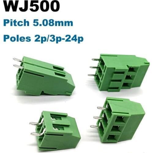 5Pcs Pitch 5.08mm PCB Screw Terminal Block Connector Bornier 500V/H Straight 2/3Pin Morsettiera Electric Wiring Cable 10/20A