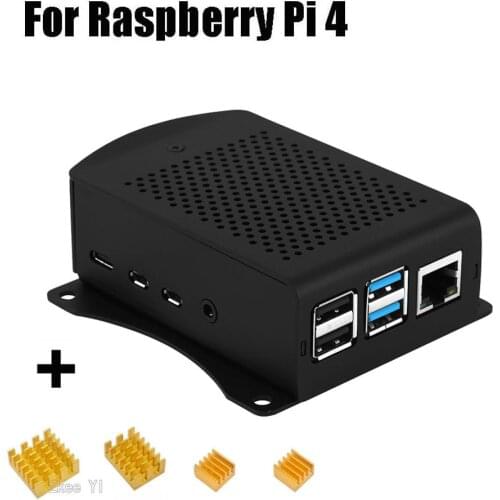 Latest Aluminum case with Heatsink Hanging bracket Compatible for Raspberry Pi 4 Model B