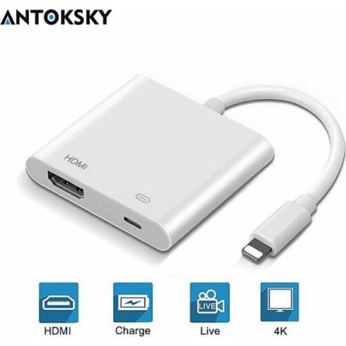 Antoksky 2020 New 4K 1080P for Iphone to HDMI 8-Pin Port HD TV/ Projector Converter Adapter For IOS