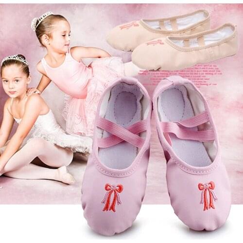 Ballet Slippers Girls Leather Ballet Shoes Canvas Dance Shoes Dance Gymnastics Sports Trainings Slippers Yoga Flats