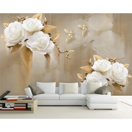 Beibehang Custom wallpaper HD oil painting wind brown elegant flower sofa TV background walls living room bedroom 3d wallpaper