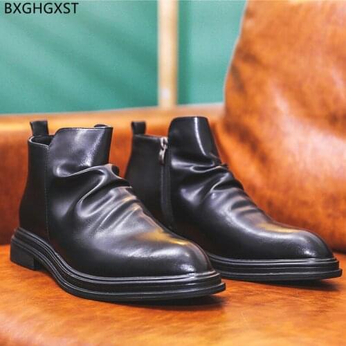 Chelsea Boots Men Winter Shoes Men Motorcycle Boots for Men Male Leather Boots Man Luxury Designer Shoes for Man 2021 Chaussure