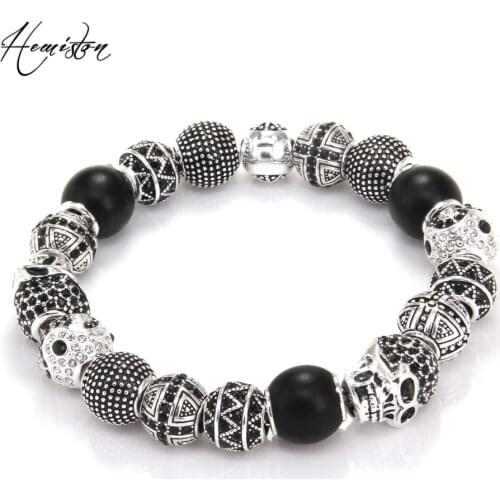 Thomas Style KM Bead Bracelet With OM, Cross, Yin-yang, Zigzag, Skull Beads, Rebel Heart Bracelet For Men TS KB531