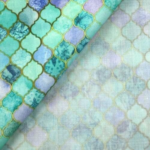 50*145cm Fish Mermaid Scales Shell 100% Pure Cotton Material Patchwork Quilting Tissue Sewing Fabrics Quilt Needlework DIY Cloth