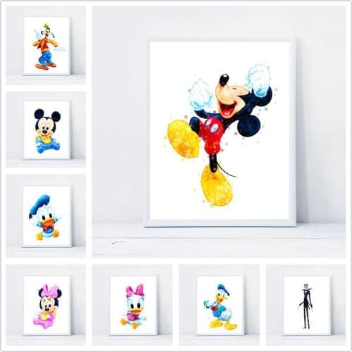Donald Duck Watercolor Print Disney Mickey Mouse HD Print Canvas Painting Poster Living Room Childrens Room Decoration Painting