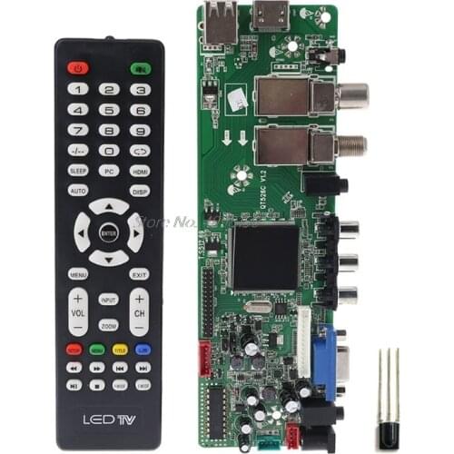 DVB-S2 DVB-T2 DVB-C Digital Signal ATV Maple Driver LCD Remote Control Board Launcher Universal Dual USB Media QT526C V1.1 T. S5