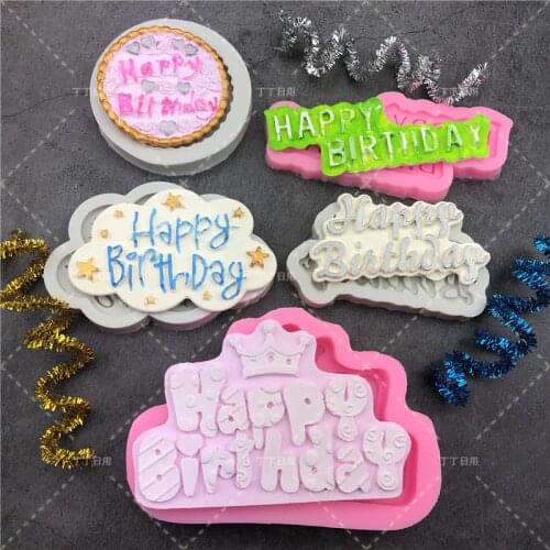 Silicone 3D Happy Birthday Letters Numers Mold For Ice Jelly Chocolate Mold Birthday Cake Decorating Tool Mould
