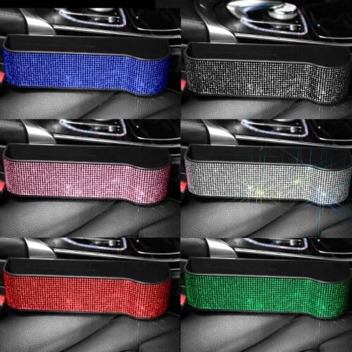Sparking Diamond Car Seat Crevice Gaps Storage Box Crystal Auto Drink Pockets Organizers Seats Rhinestone Interior Accessories