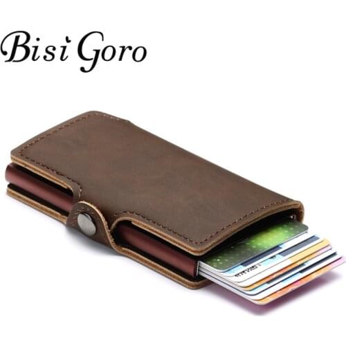 BISI GORO 2019 New Men And Women Credit Card Holder Single Box Vintage Mini Safe Aluminum RFID Card Holder Purse Dropshipping
