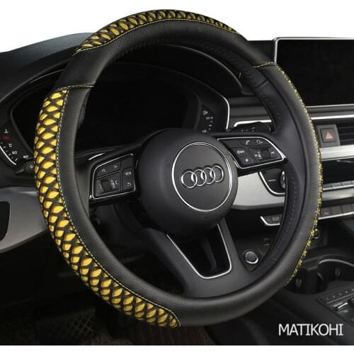 MATIKOHI Carbon Fiber Leather Car Steering Wheel Cover For LADA Granta Kalina Vesta Niva Xray Priora