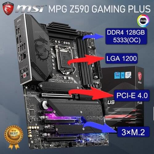 MSI LGA 1200 MPG Z590 GAMING PLUS Z590 Motherboard PCI-E 4.0 DDR4 128GB 5333(OC) SATA III M.2 ATX 1200 Motherboard Placa-mãe New