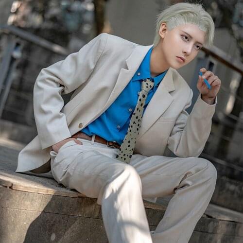 Anime Jujutsu Kaisen Nanami Kento Cosplay Costume Men Fancy Suit Top Coat Pants Halloween Carnival Uniforms Custom Made