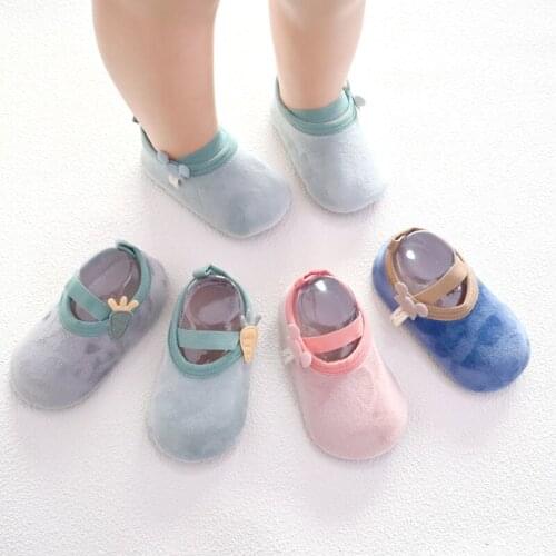 Baby Walking Shoes Spring Autumn Antiskid Soft Sole Cotton Floor Socks Children Indoor Cartoon Warm Insulation Girl Socks