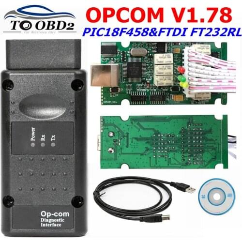 OP COM V1.78 Version Auto Diagnostic Tool Scanner with PIC18F458 &FT232RL chip OBD2 OP-COM Opcom CAN BUS For Opel