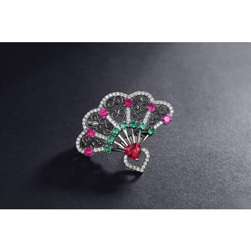 Genuine 18K white gold and black gold plating graceful dance skirt brooch New trend brooch 2021