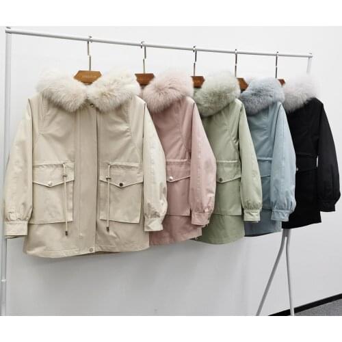 Janefur Parka Jackets With Genuine Fox Fur Hood Women Winter Overcoat High Quality Thick Warm Coat Fashion Lady Outerwear