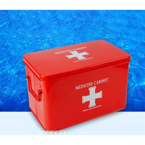 Portable Galvanized Iron Emergency Kit Box Swimming Pool Lifesaving First Aid Box Medical Drug Bandage Muti-Layer Storage Box