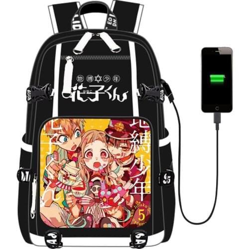 Toilet-bound Jibaku Shounen Hana USB Port Backpack Bag Laptop School Travel Book Bags Students Casual Laptop Girls Boys Rucksack