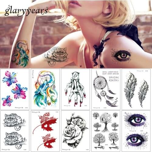 15*10.5cm glaryyears 10 Pieces/lot Temporary SC Body Tattoo Sticker Waterproof Decal Flower Tiger Tattoo Designs Body Art Makeup