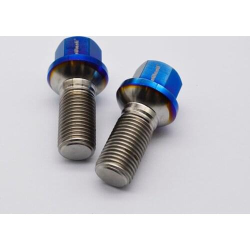 High performance light weight burnt blue color ball seat Gr.5 titanium lug bolts M14*1.5*28mm for Mercedes-Benz
