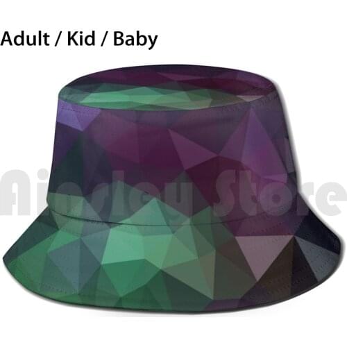 Green And Purple Abstract Crystalline Fractal Sun Hat Foldable UV Protection Crystalline Triangles Triangle Fractal