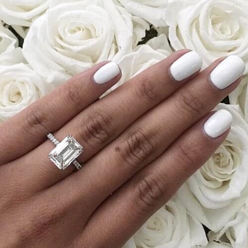 Original real 925 sterling silver square Emerald cut stone rings for women Luxury engagement wedding Rings Finger jewelry gifts