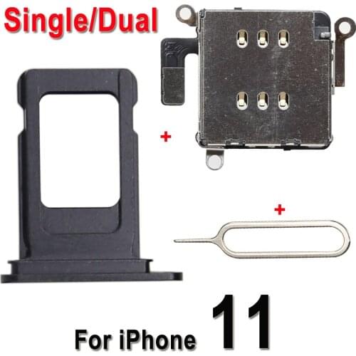 1pcs NEW SIM Card Tray Holder Slot For iphone 11 Single & Dual Container Adapter Replacement Part