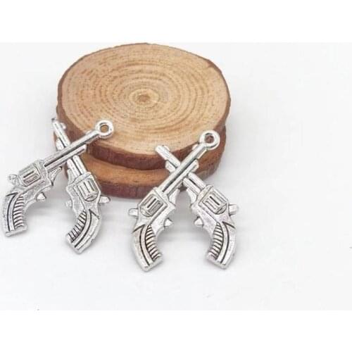 15 pcs Gun Charms Vintage Alloy Gun Shape Charms Bracelet Necklace Jewelry Making Pendants Diy Accessories 31*23.5mm