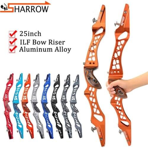 25" Recurve Bow Riser ILF Universal Interface Aluminum Alloy Bow Handle Wood Grip for Archery Shooting Hunting Accessories RH/LH