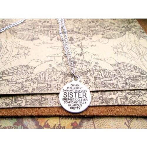 3pcs/lot Fashion stainless steel necklace "SISTER Word Collage" Charms Pendant necklace Jewelry Gift more style for choosing