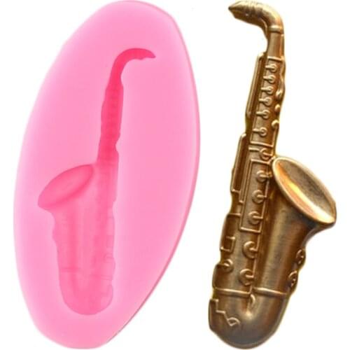 3D Saxophone Silicone Mold Cake Border Fondant Mould DIY Party Cake Decorating Tools Candy Clay Chocolate Gumpaste Moulds