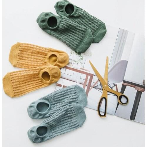 5 Pairs Socks Women Non-slip Invisible Summer Solid Color Mesh Ankle Boat Socks Silicone Female Cotton Slipper No Show Socks