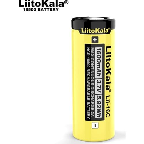 2020 LiitoKala Lii-16C 18500 1600mAh 3.7 V rechargeable battery Recarregavel lithium ion battery for LED flashlight
