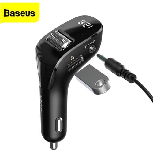 Baseus Car Charger For iPhone FM Transmitter Aux Modulator Bluetooth Handsfree Audio MP3 Player Dual USB Mobile Phone Charger