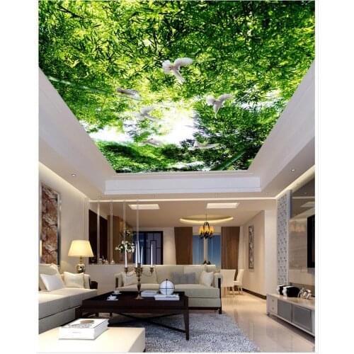 Bamboo living room bedroom ceiling 3d room wallpaper landscape ceilings 3d mural wallpaper