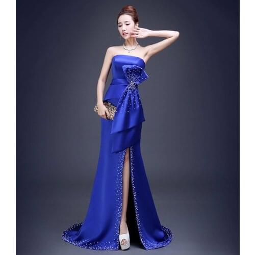 Beauty Emily Stain Luxury Beads Sexy Mermaid Evening Dresses 2018 Strapless Long Party Prom Dresses Plus Size Party Gowns