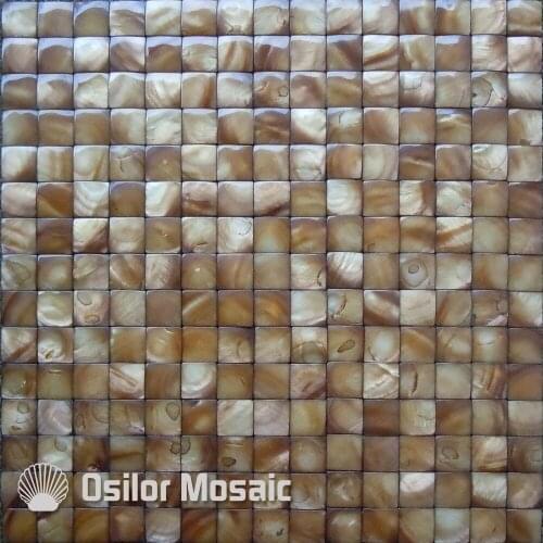 Yellow color natural Chinese freshwater shell convex seamless mother of pearl mosaic tile for bathroom decoration wall tile
