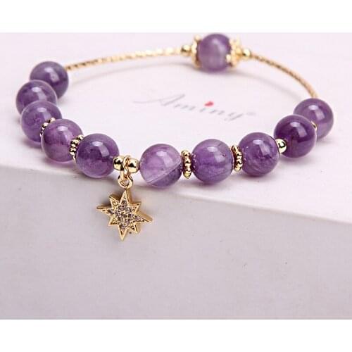 Natural purple crystal bracelet womens Single Circle tiff Gifts Vintage Bracelet Jewelry