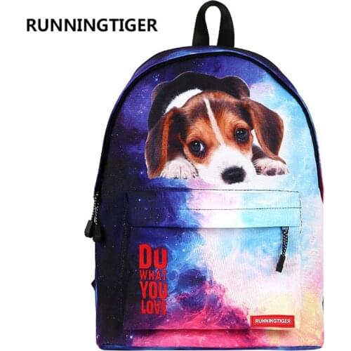 Hot Sale Dog Print Backpack School Book Bags Kawaii Animal Dog Travel Bags Laptop Backpack Headphone 2020 New Designer