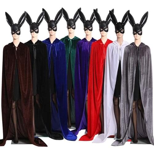 110-170CM Gothic Hooded Cloak Adult Elf Witch Long Purim Carnival Halloween Capes Robe Larp Women Men Vampires Grim Reaper Party
