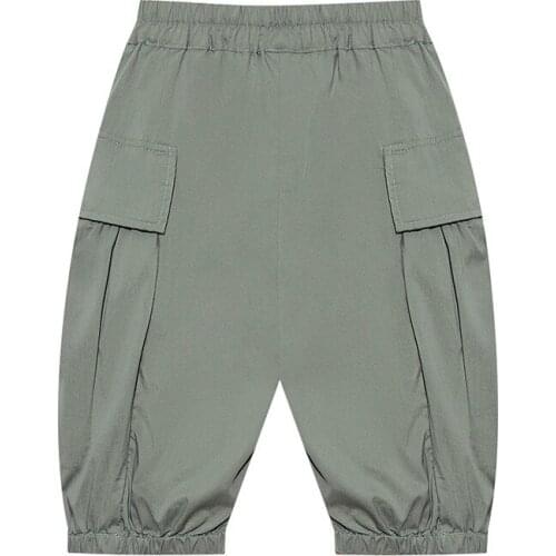 Hollead Boys Loose Bloomers Summer Beach Casual Clothing ArmyGreen Cargo Pants Large Size 4-15 Years Teenager Sport Trousers