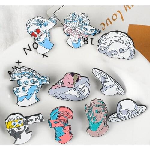 Interesting artistic creation Denim Lapel Enamel pins Split Face sculpture Badges Brooches Men Women Gifts Jewelry for Friends
